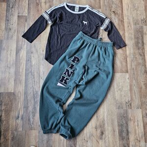 Victoria's Secret Pink tee Shirt + Sweat Pants Size XS. EUC